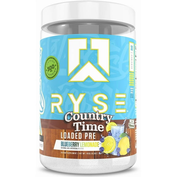 RYSE Loaded Daily Pre Workout Powder - Country Time Blueberry Lemonade - 30 Servings