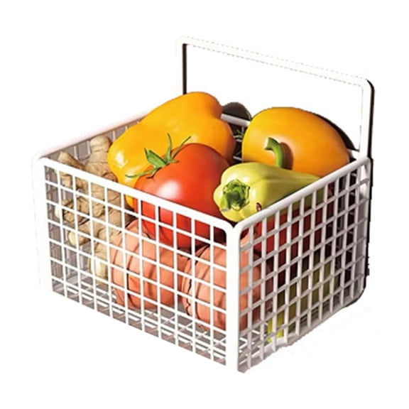 Fmxomd Hanging Wall Basket Wire Storage Baskets - Adhesive Basket for Cabinet Door Organizer - Hanging Seasoning Baskets for Kitchen Pantry - White