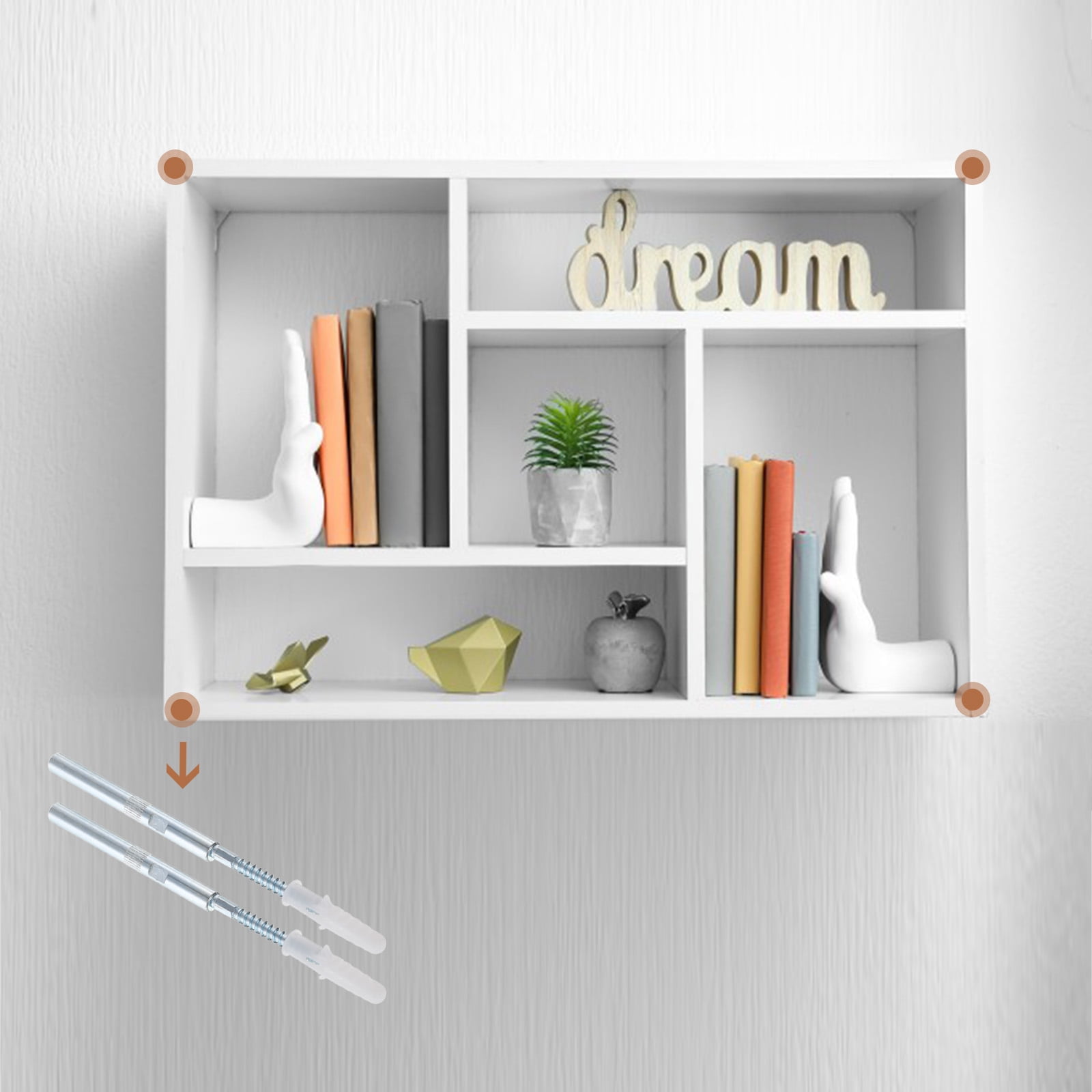 6 Pcs Floating Shelf Brackets Metal Hidden Shelf Support Brackets 8 x 200mm(0.3 x 7.9 Inch) Invisible Shelf Brackets