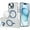 Dark Blue, variant on For iPhone 15 Transparent HQ Hybrid with Metallic Camera Stand Magnetic Ring Case - Dark Blue