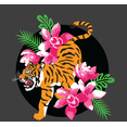 thumbnail image 2 of Natural World Tiger & Flowers Charcoal Men's Crew Neck Short Sleeve Tee-Medium, 2 of 2