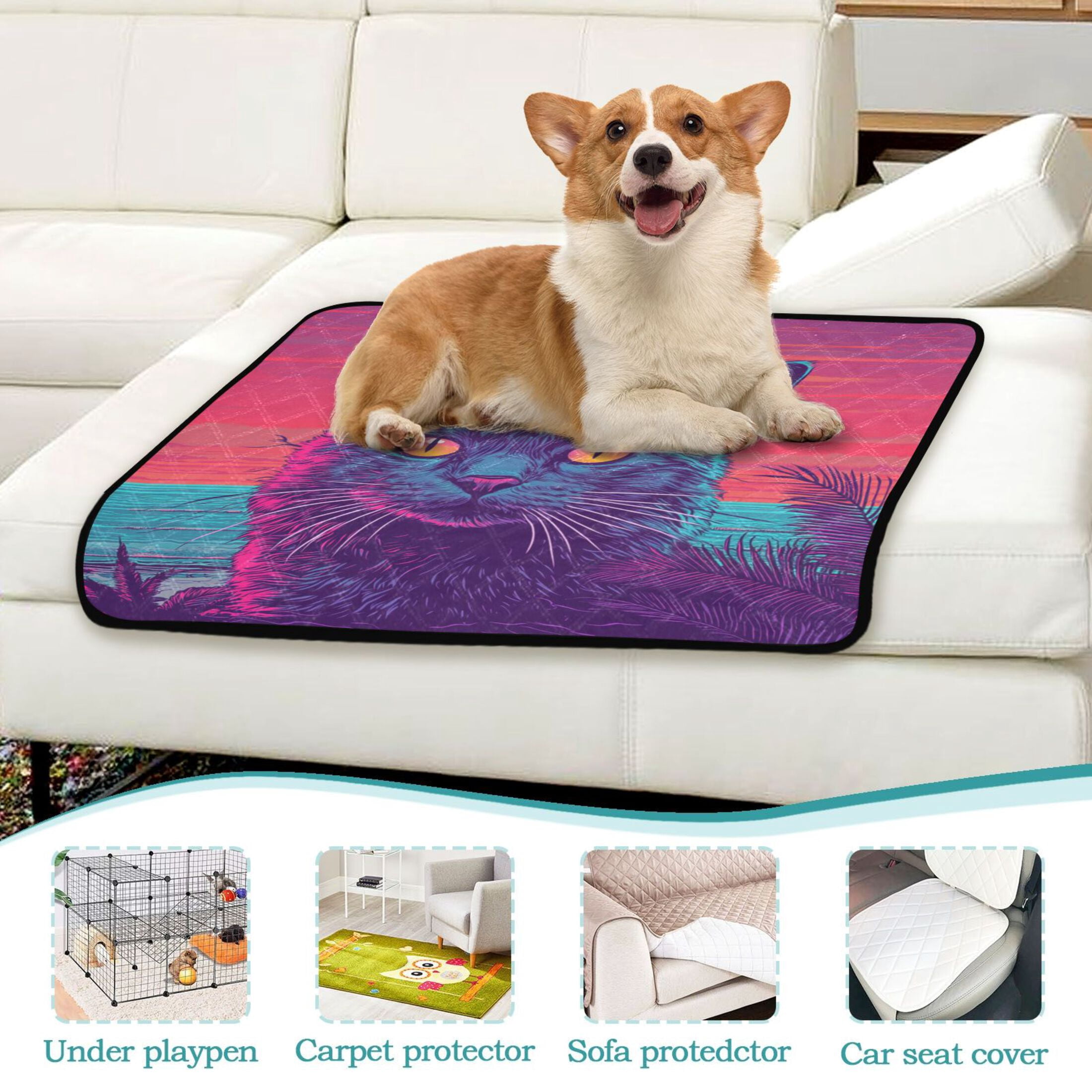 Qxltty Cat before Sunset Cat litter Pads Pet Set of 3 Diaper Mats Center Anti-leakage Layer Absorbent Soft and Comfortable