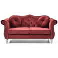 thumbnail image 5 of Passion Furniture Hollywood 68 in. Burgundy Velvet Chesterfield Loveseat with 2-Throw Pillow, 5 of 5