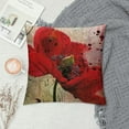 thumbnail image 2 of Fenyluxe  Flower Throw Pillow Cushion Cover, Red Poppy Flower Grungy Paint Brush Effect Beige Floral Design Digital Art Print, Decorative Square Accent Pillow Case 24x24in, 2 of 5