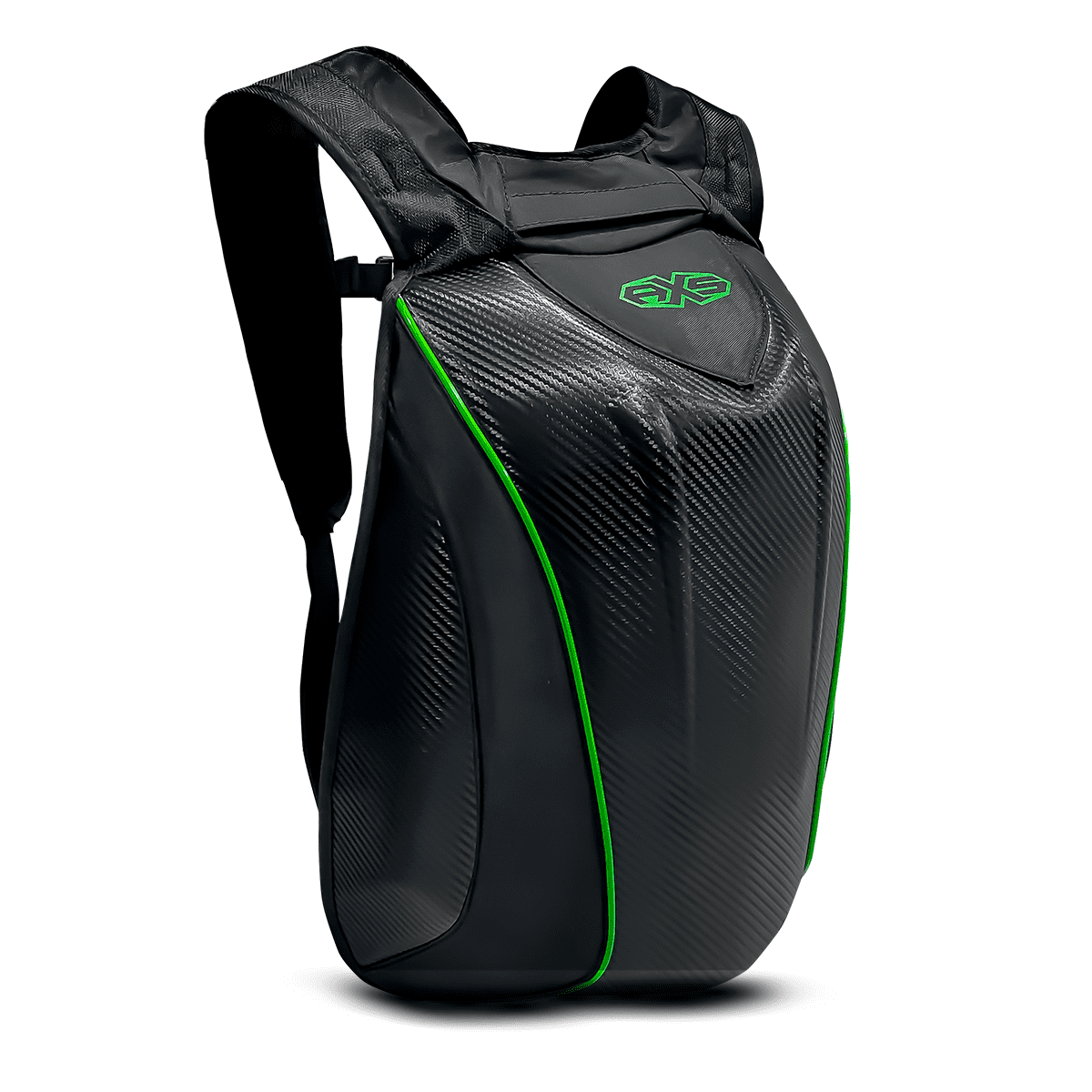 Mochila rigida AXS para motociclista Verde 44 L resistente al agua