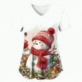 thumbnail image 4 of Towmus Christmas Scrub Tops Women Plus Size Nursing Uniforms V-Neck Short Sleeve Fun Printed Scrubs Top with Pockets S-3XL, 4 of 5