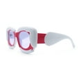 thumbnail image 6 of Womens Thick Plastic Bubble Balloon Frame Rectangle Funky Sunglasses Red White - Purple, 6 of 8