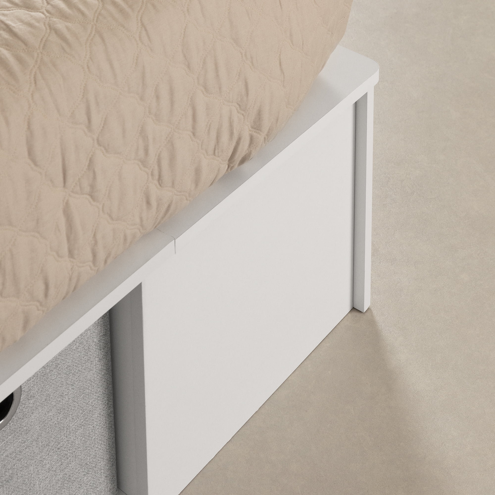 Lit plateforme avec paniers Queen, fini Blanc solide, collection Flexible de Meubles South Shore