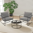 thumbnail image 1 of Modern Comfy Accent Chair – Upholstered Lounge Armchair with Metal Frame, Removable Shredded Foam Cushion, Stylish Single Sofa for Living Room, Bedroom or Balcony, Linen | Light Gray, 1 of 7