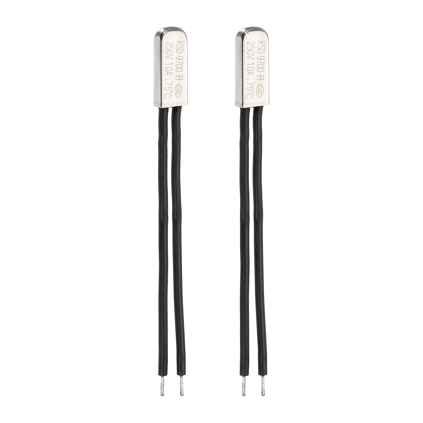 2 Pack KSD9700 Thermostat 75C Normally Open N.O Temperature Switch 250V 10A Thermal Switch Protector Metal Temperature Controller