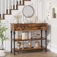 thumbnail image 6 of Luku Console Tables for Entryway, Narrow Console Table with Storage Shelves, Rustic Brown, 6 of 9