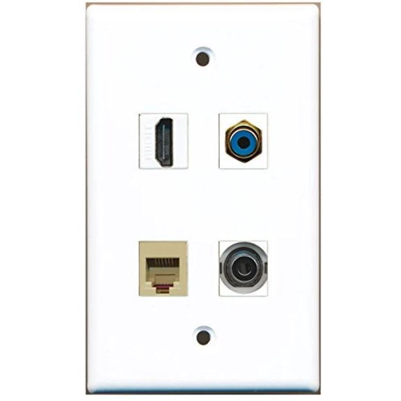 RiteAV - 1 Port HDMI 1 Port RCA Blue 1 Port Phone RJ11 RJ12 Beige 1 Port 3.5mm Wall Plate