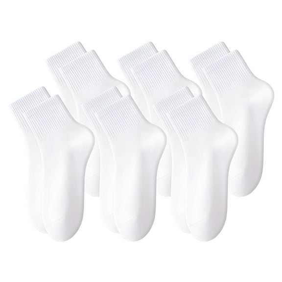 TELOLY 6Pairs Mens Ankle Socks9-13Mens Ankle Socks Size 9-11 Men's Socks ,White