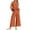 Orange, variant on MSJUHEG Two Piece Outfits For Women Fall Outfits 2 Piece Outfits Sleeveless Ruffle Tank Crop Top & Wide Leg Pants Set With Pockets Linen Pants Beige L
