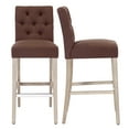 thumbnail image 4 of WestinTrends Hayes Bar Chairs Set of 2, Linen Upholstered Button Tufted Kitchen Island Chairs Bar Height Stools Solid Wood Legs, Brown, 4 of 8