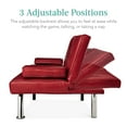 thumbnail image 3 of Best Choice Products Modern Faux Leather Convertible Futon Sofa w/ Removable Armrests, 2 Cupholders - Burgundy, 3 of 9