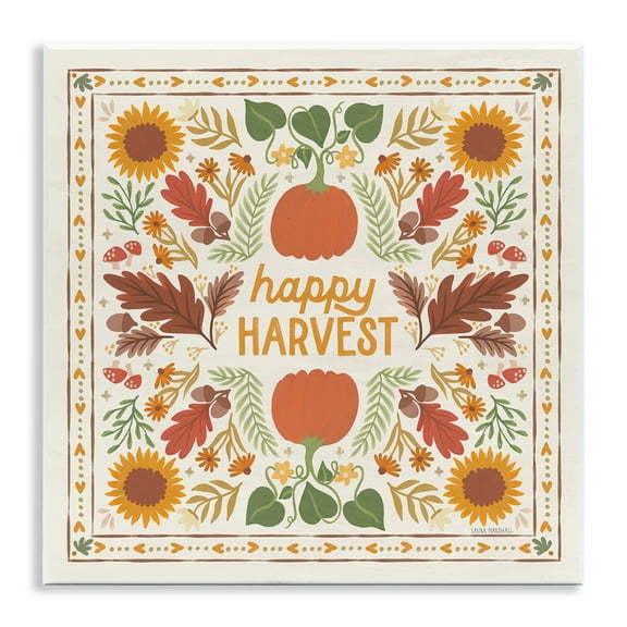 Stupell Industries Happy Harvest Pattern Landscape Painting Unframed Art Print Wall Art, 12 x 12