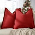 thumbnail image 1 of Fundas de almohada navideñas ZWJD, juego de 2 cojines de 18 x 18 con flecos, elegantes fundas de cojín cuadradas decorativas de algodón para sofá, sofá, cama, sala de estar, granja, decoración bohemio, 1 of 7