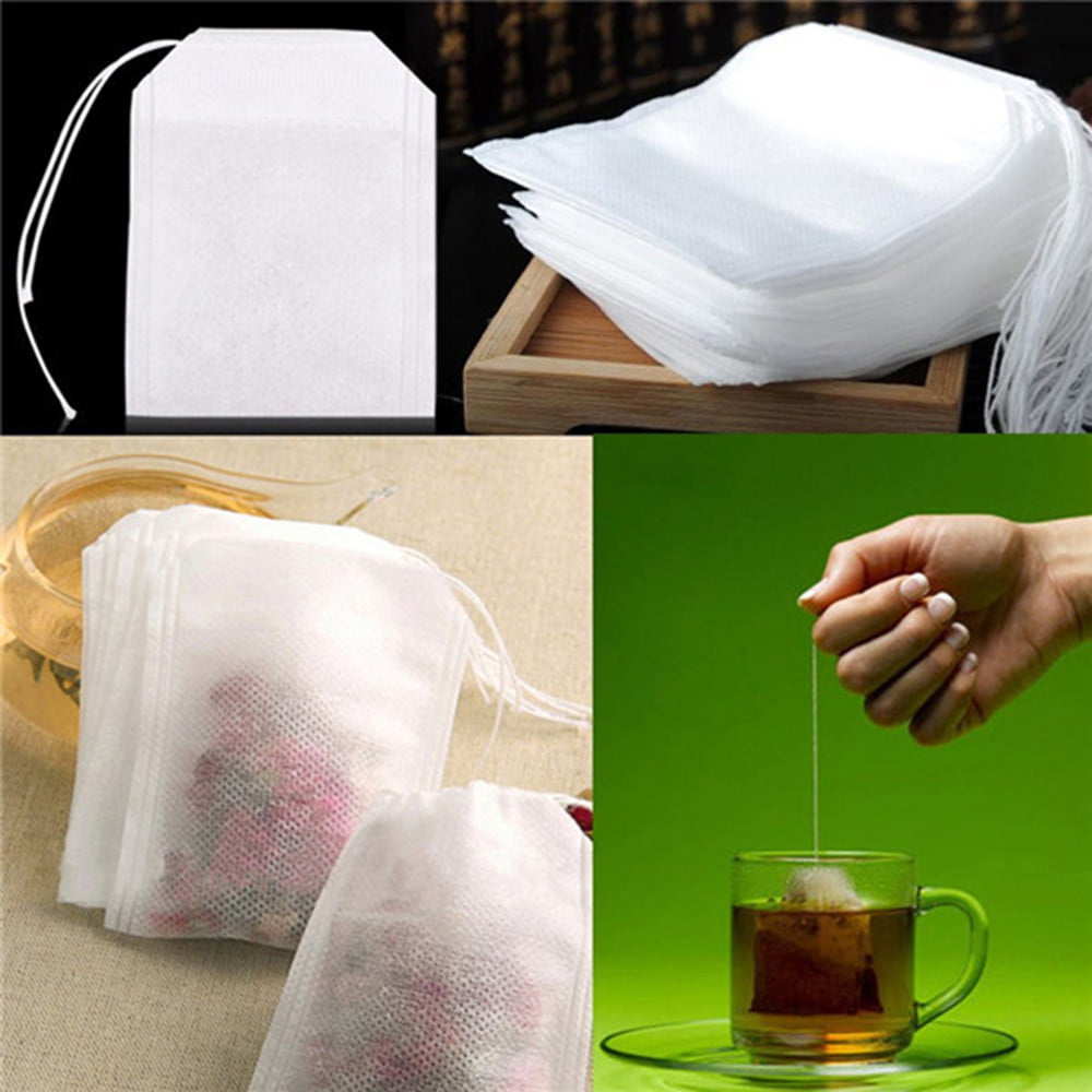 100Pcs White Empty Paper Herb Tea Bags Teabags String Heat Seal Filter JH 