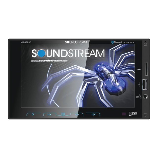 Soundstream VM-622HB Récepteur Multimédia Numérique Bluetooth 2 DIN avec Écran Tactile de 6,2 Po