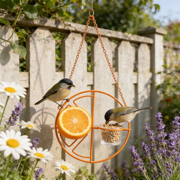 mdesiwst Oriole Feeder for Jelly And Orange, Outdoor Bird Feeder with Fruit Holder, Orange Fruit Jelly Feeder, Hanging Bird Feeder for Garden Backyard Wild Birds