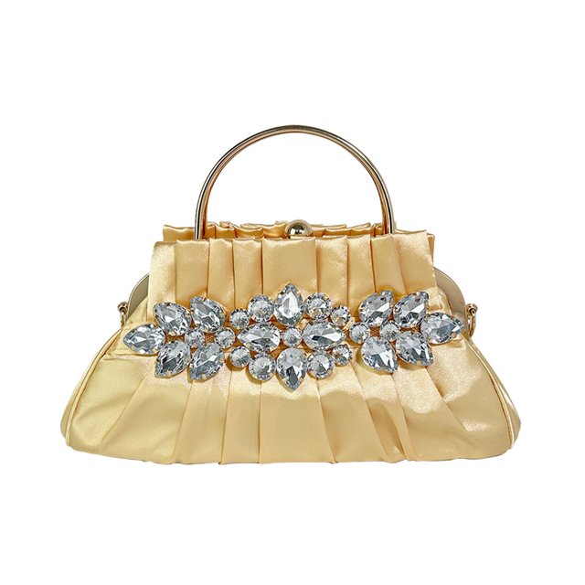 Bolso de mano de noche para mujer, cadena de diamantes de imitación, bandolera para fiesta de cóctel (dorado) Likrtyny Para Estrenar