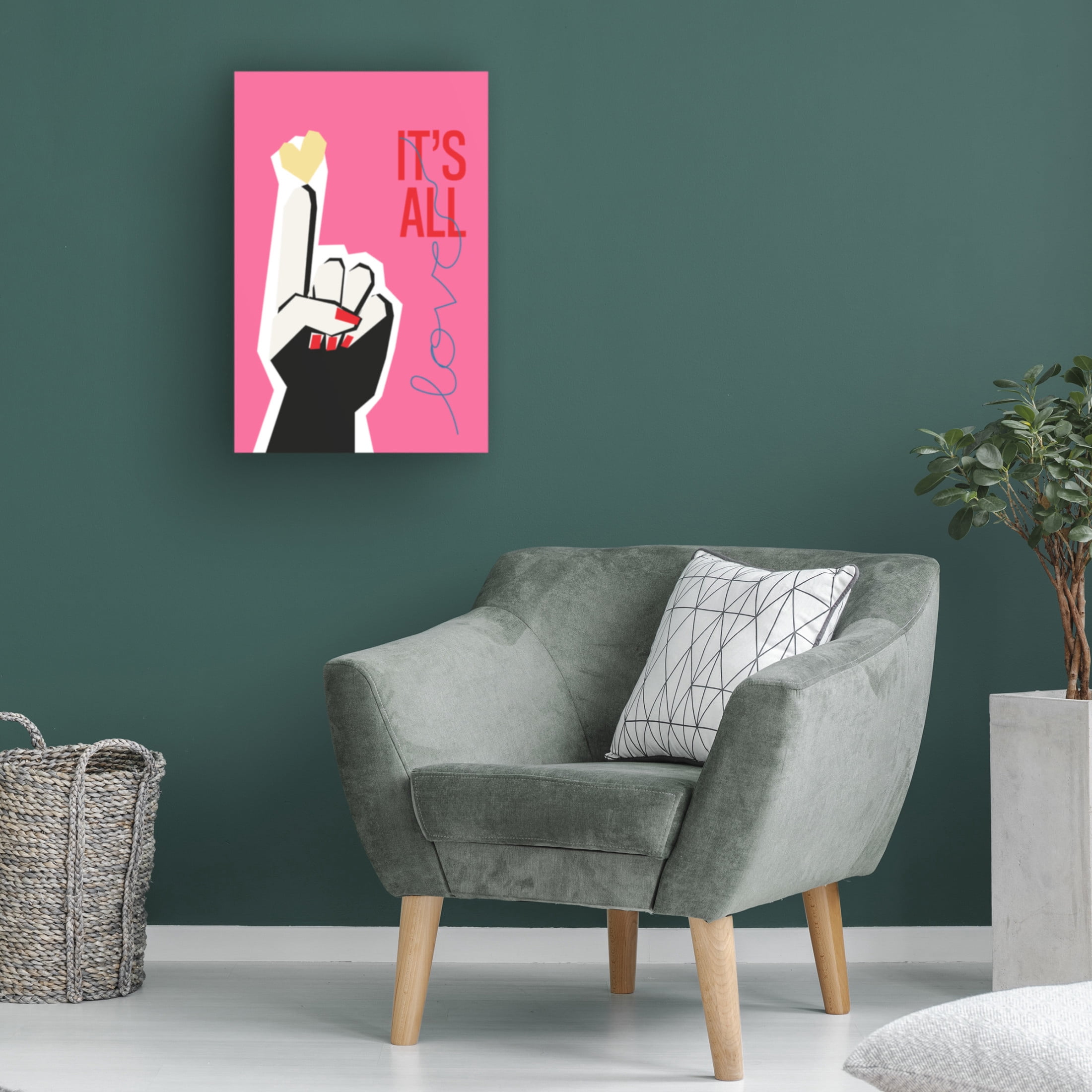 Trademark Fine Art Frances Collett It's All Love Hand Pink Canvas Wall Art