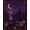 Purple, Pattern 1, variant on Design&I 8'x10' Washable Area Rug Snag-Free Purple Orange Enchanted Nighttime Whimsy Design Gothic Castle and Moon Motif for Dining Room, Large Office, Lounge