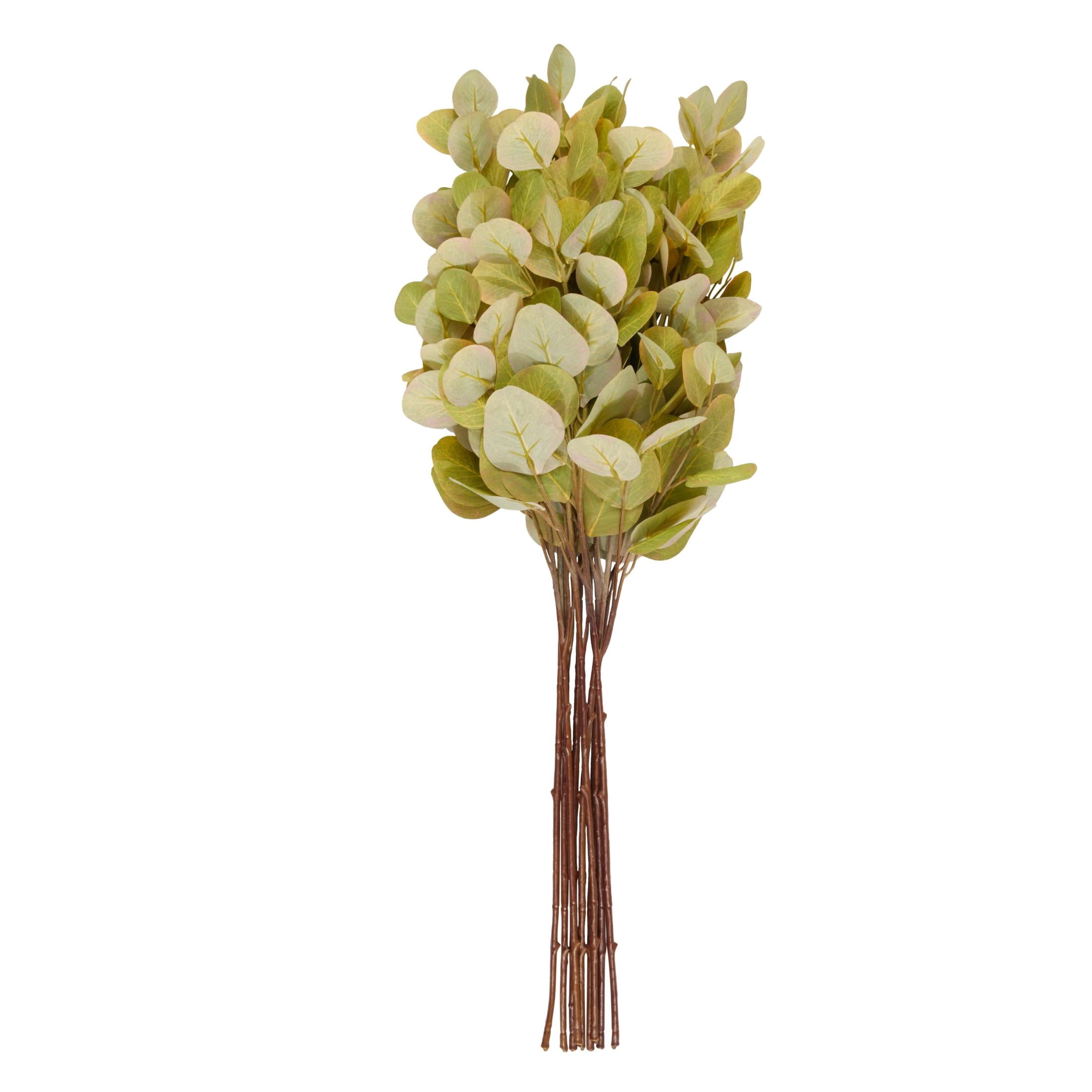 33" Leaf Tall Eucalyptus Stem Plastic Artificial Foliage, by DecMode (12 Count)