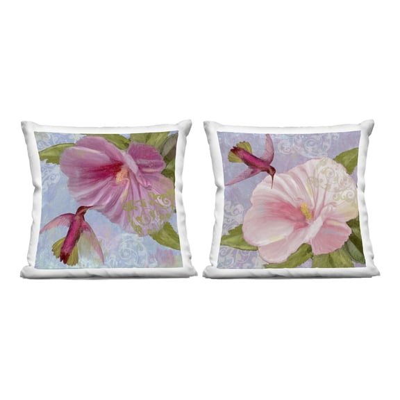 Stupell Industries Hummingbirds & Poppy Bulbs Design by Sasha Throw Pillow (Set of 2)