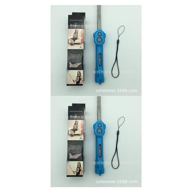 mmirethe Selfie Stick Mini Handheld Tripod Bluetooth Shutter Portable Extendable Monopod blue 2Set