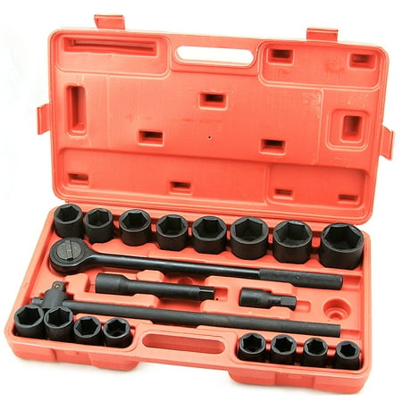 Black Standard Socket - 21 Pc 3/4 DR Inch Drive Tool Black Impact Ratchet Socket Set Standard Size Sae