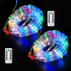 thumbnail image 1 of Juego de 2 luces LED de cadena con carga USB, 33 pies, 100 luces de cadena LED, 8 luces de tubo que cambian de color, para interior/exterior, impermeables para decoración, 1 of 5