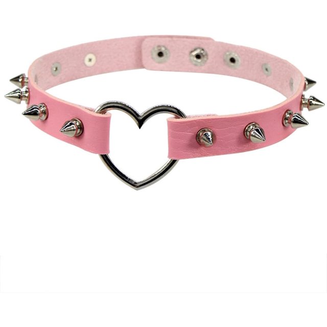 Collar de Mujer colgante regalo novedad Punk corazón remache gótico Collar rosa negro Punk Rock gótico Collar Mujer Hombre Steampunk