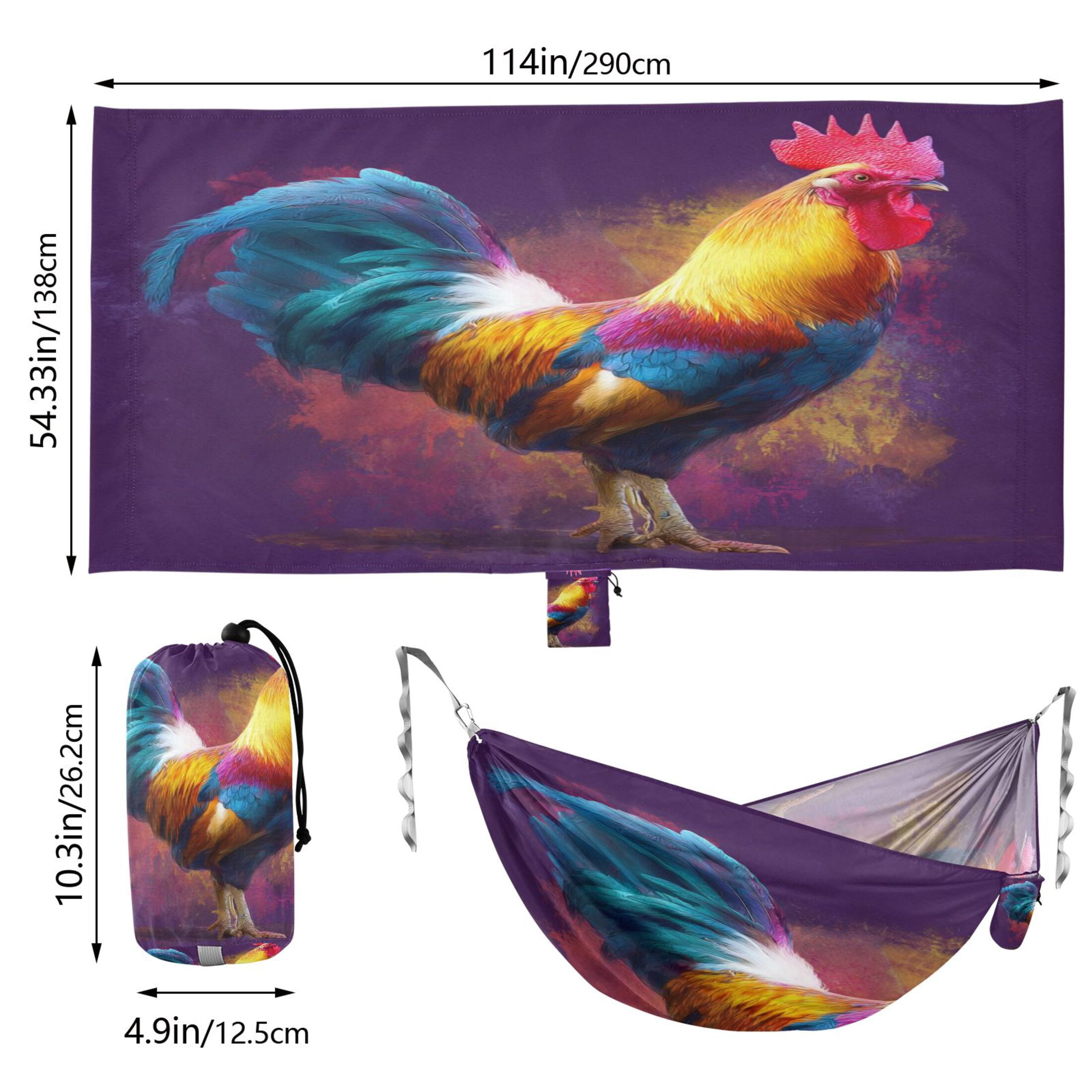Hanging Hammock Portable Travel Camping For Outdooor Beach Camping Hiking A Colorful Rooster