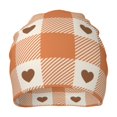 thumbnail image 2 of DouZhe Beanie Hats for Men and Women, Romantic Brown Hearts Checkered Patterns Adult Unisex Knit Hat Winter Warm Skull Cap, 2 of 7