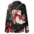 thumbnail image 6 of Halloween Outfits for Women Button Down Collared Funny Cartoon Ghost Womens Graphic T Shirts Fall Long Sleeve Holiday Fashion Clothing Wine XXXL, 6 of 7