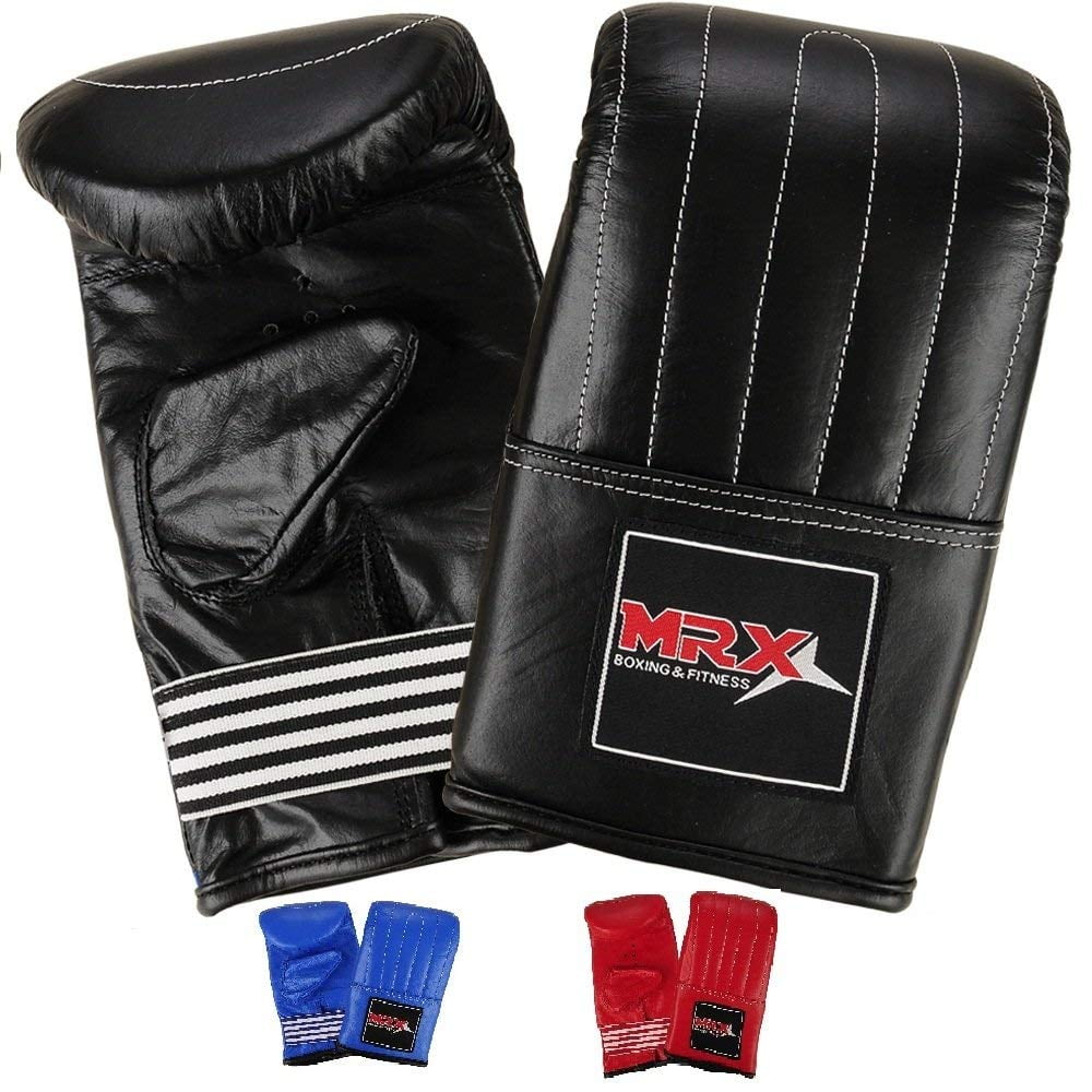 Punch Bag Mitts Boxing Mma Training Glove Cowhide Leather Black Small 