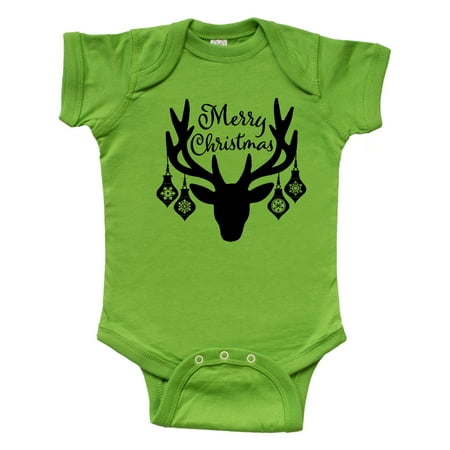 

Inktastic Merry Christmas Reindeer Antlers with Ornaments Gift Baby Boy or Baby Girl Bodysuit