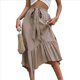 thumbnail image 2 of Faldas Largas para Mujer, Cintura Alta, Estilo Renacentista, Dobladillo Irregular Caqui L, 2 of 9
