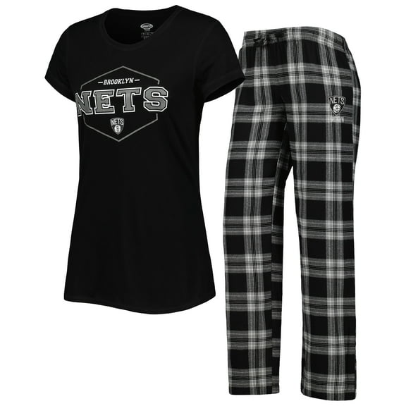 Women's Concepts Sport Black/Gray Brooklyn Nets Badge Top & Pajama Pants Sleep Set