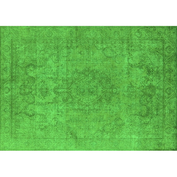 Ahgly Company Indoor Rectangle Oriental Green Industrial Area Rugs, 2' x 5'