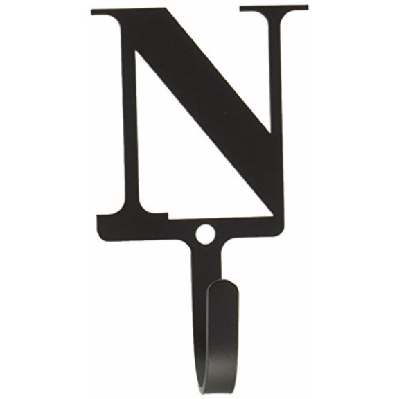 4 Inch N Shaped Wall Mount Hook, Wrought Iron, Black- Saltoro Sherpi