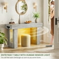 thumbnail image 3 of Homieasy 47" Console Table with Socket & Sensor Light, Narrow Entryway Table with Storage for Hallway/Living Room, Farmhouse Style in White Oak, 3 of 10