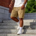 thumbnail image 2 of Men‘s Corduroy Shorts Casual Elastic Waistband Regular Fit Shorts Solid Color Lightweight Shorts with Pockets, L, 2 of 9