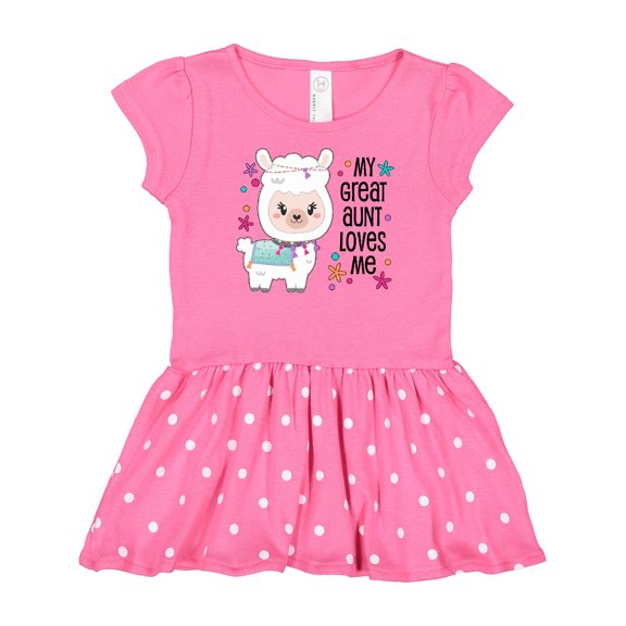 Inktastic My Great Aunt Loves Me- cute and happy llama Gift Baby Girl Dress