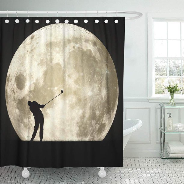 Cynlon Perkins Golfing At Night Golf Moon Full Lunar Sports Bathroom Decor Bath Shower Curtain 66x72 Inch Walmart Com Walmart Com
