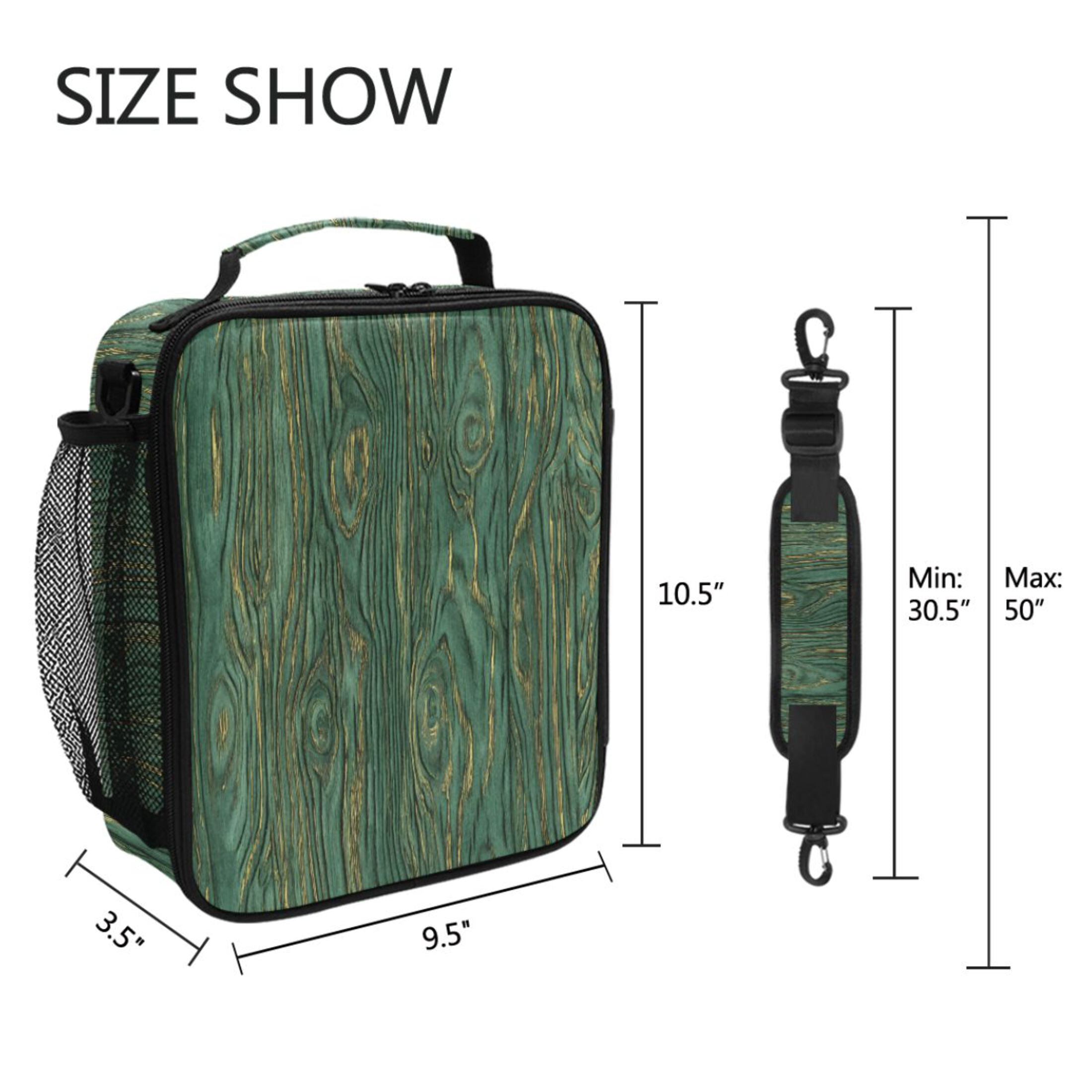 ALAZA Retro Wood Lunch Box Insulated Cooler Lunch Bag with Shoulder Strap Meal Prep Tote