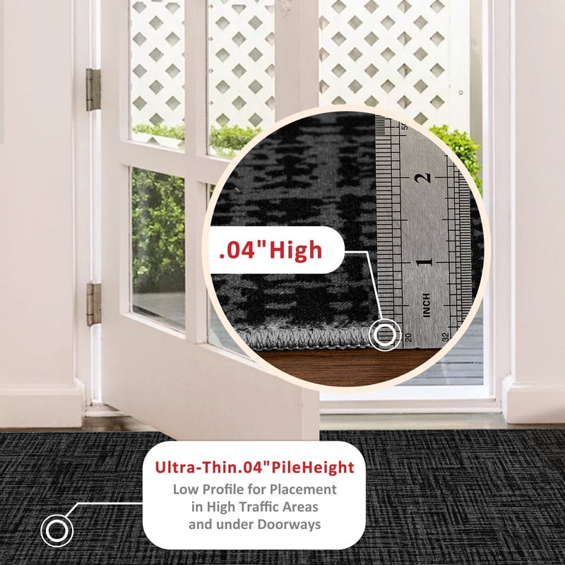 Washable Rug 10x13 for Living Room Modern Abstract Area Rug Non-Slip Large Foldable Stain Resistant Accent Floor Carpet for Home Office, Black
