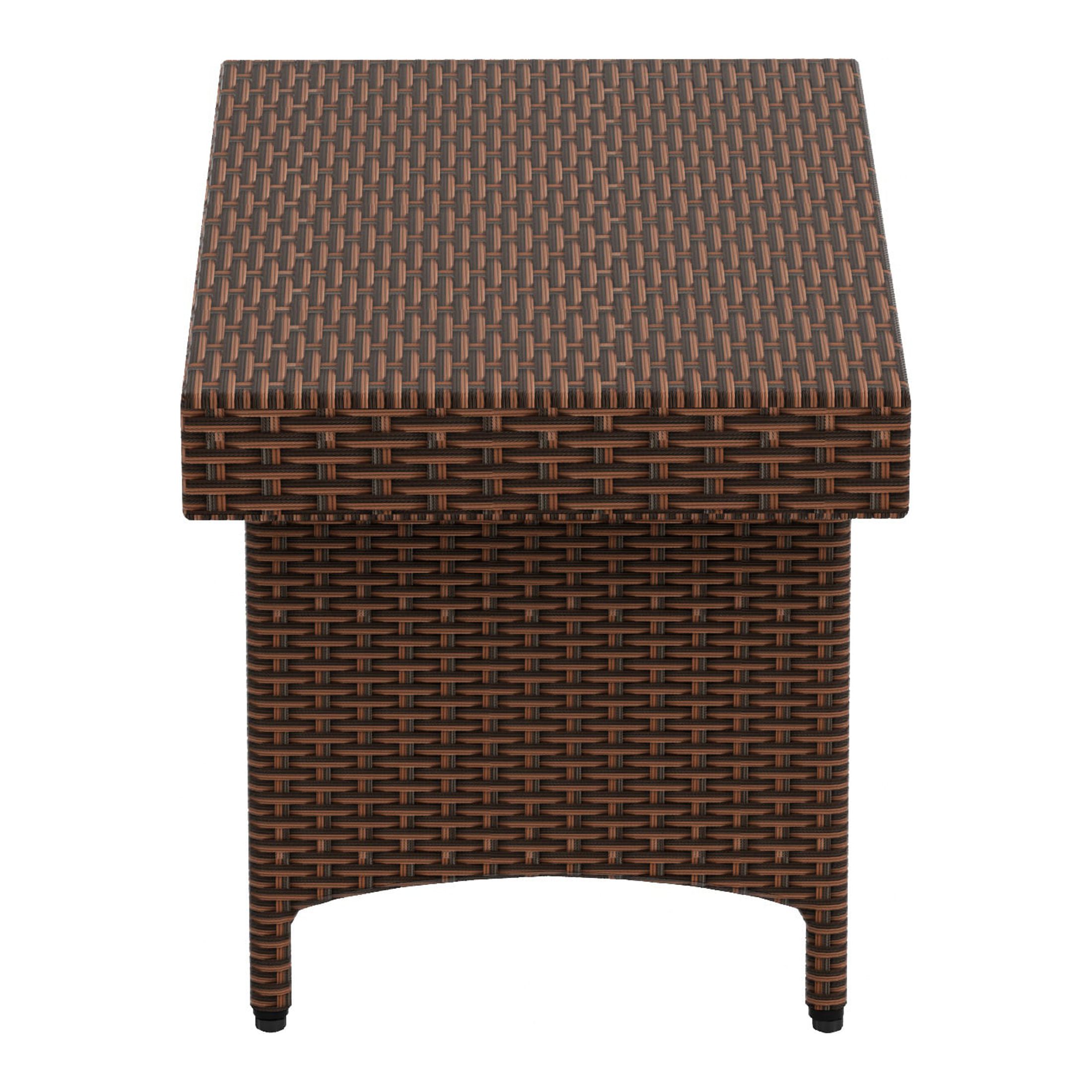 WestinTrends Coastal Outdoor Folding Side Table, 23" x 15" All Weather PE Rattan Wicker Small Patio Table Portable Picnic Table, Brown - image 4 of 7
